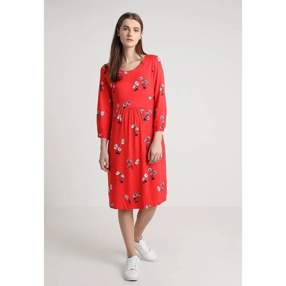 Joules Alison Red Floral Long Sleeve Woven Shift Dress NWT Size 12